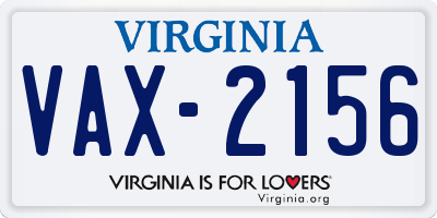 VA license plate VAX2156