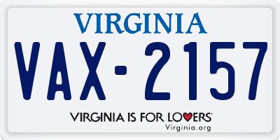 VA license plate VAX2157