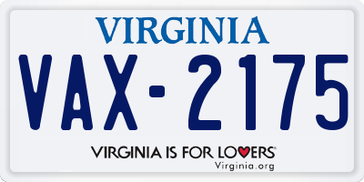 VA license plate VAX2175