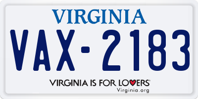 VA license plate VAX2183