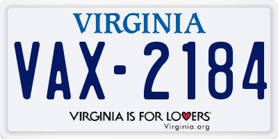 VA license plate VAX2184
