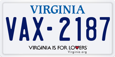 VA license plate VAX2187