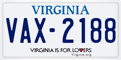 VA license plate VAX2188