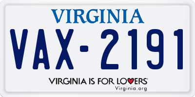 VA license plate VAX2191