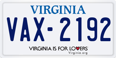 VA license plate VAX2192