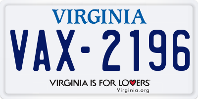 VA license plate VAX2196