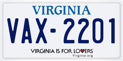 VA license plate VAX2201