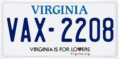 VA license plate VAX2208