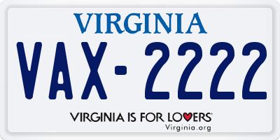 VA license plate VAX2222