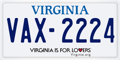 VA license plate VAX2224