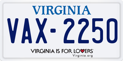 VA license plate VAX2250