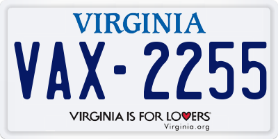 VA license plate VAX2255