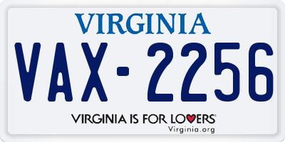 VA license plate VAX2256