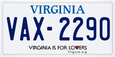 VA license plate VAX2290
