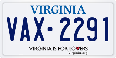 VA license plate VAX2291