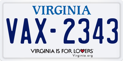 VA license plate VAX2343