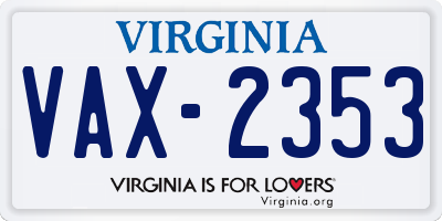 VA license plate VAX2353