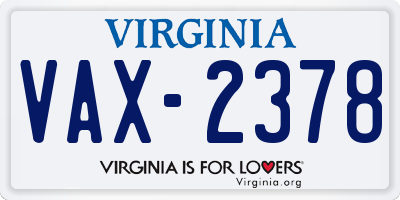VA license plate VAX2378