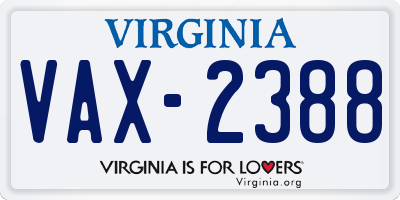VA license plate VAX2388