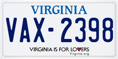 VA license plate VAX2398