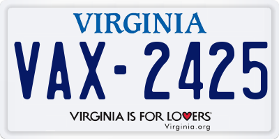VA license plate VAX2425