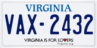 VA license plate VAX2432