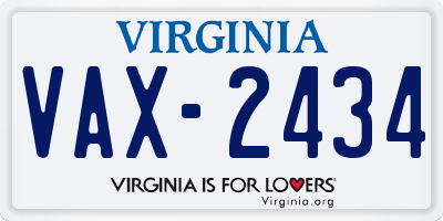 VA license plate VAX2434