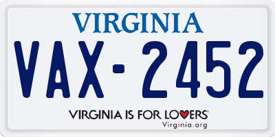 VA license plate VAX2452