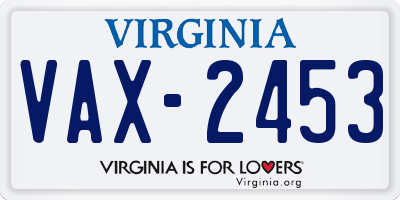 VA license plate VAX2453
