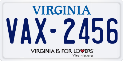 VA license plate VAX2456