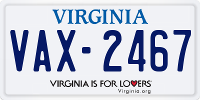 VA license plate VAX2467
