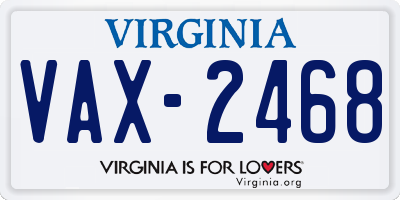 VA license plate VAX2468
