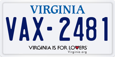 VA license plate VAX2481