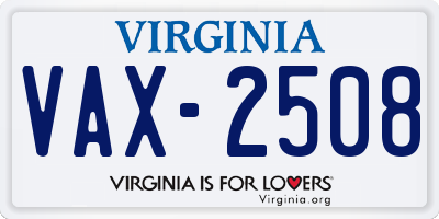 VA license plate VAX2508