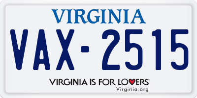VA license plate VAX2515