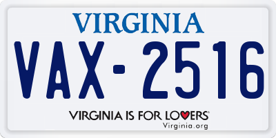 VA license plate VAX2516