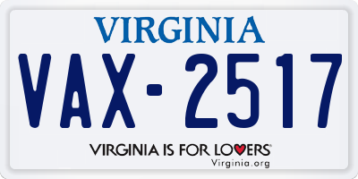 VA license plate VAX2517