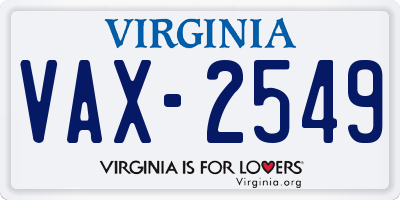 VA license plate VAX2549