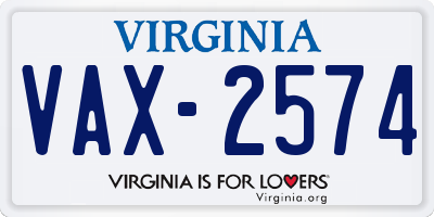 VA license plate VAX2574