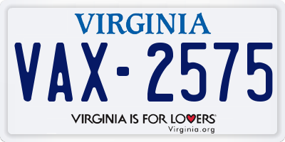 VA license plate VAX2575