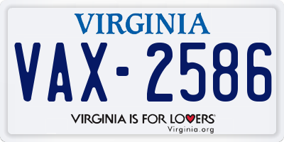 VA license plate VAX2586