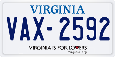 VA license plate VAX2592