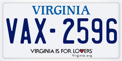 VA license plate VAX2596