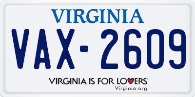 VA license plate VAX2609