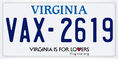 VA license plate VAX2619