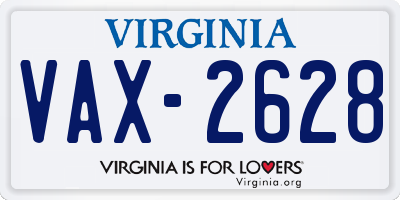 VA license plate VAX2628