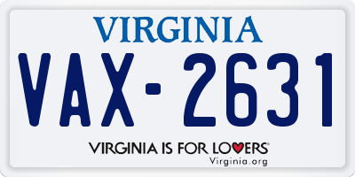 VA license plate VAX2631