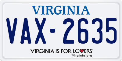 VA license plate VAX2635