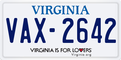 VA license plate VAX2642