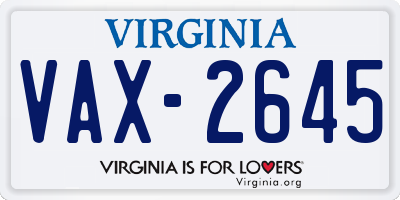 VA license plate VAX2645